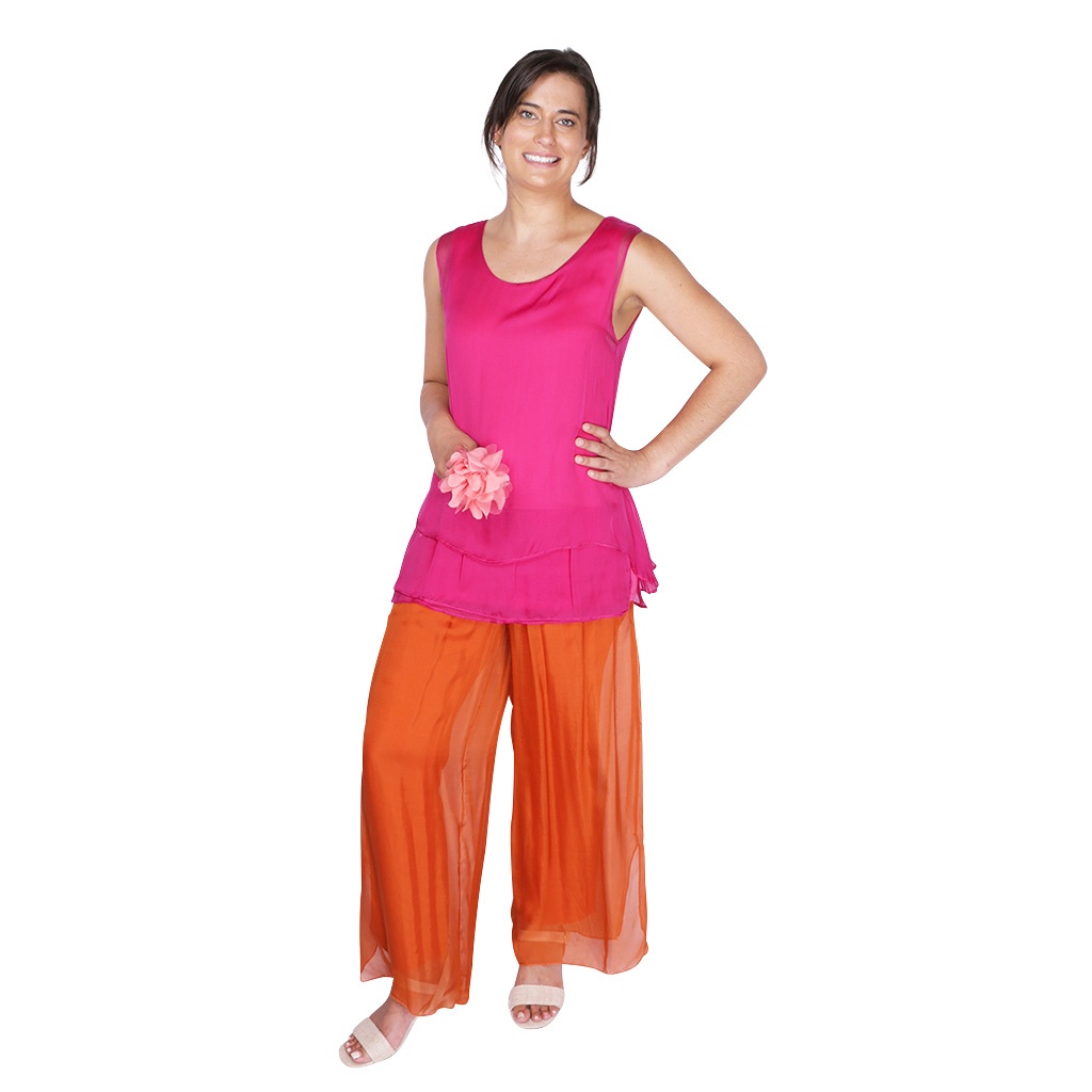 Hot Pink Silk Amelia Tank
