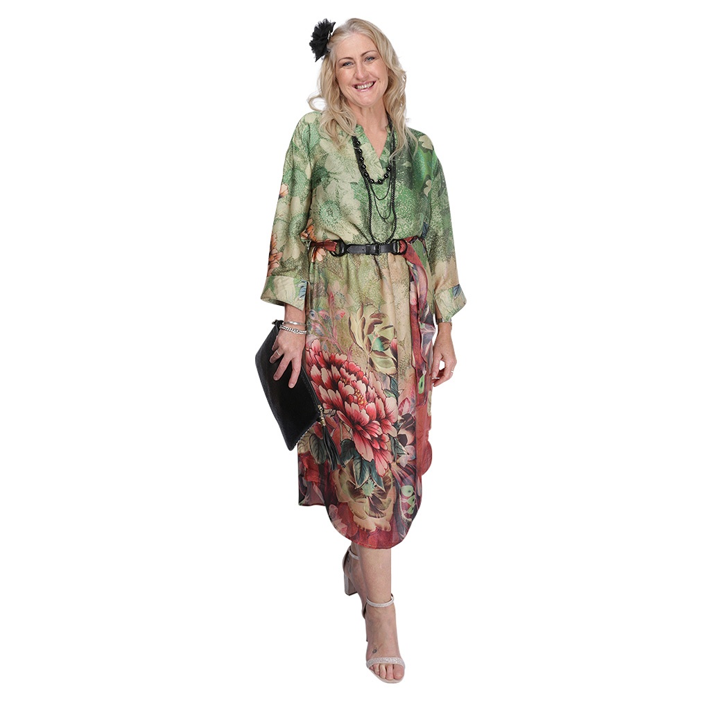 Satin Dress with Sleeves